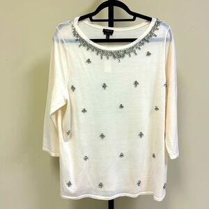 Plus size Talbots, cream colored, dressy sweater